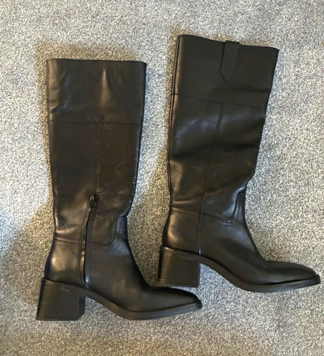 Women black leather knee - black,