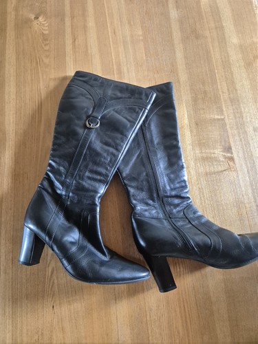 Black leather knee - black, height