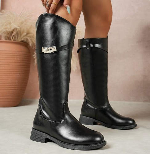 Chunky heels knee high boots - chunky,