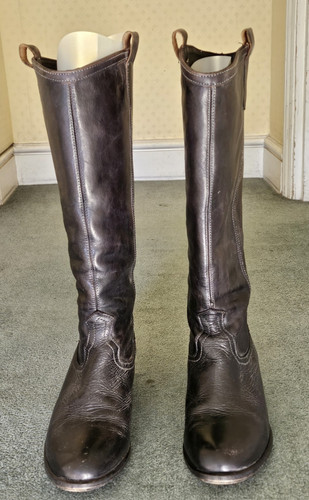 Black leather knee - black, boots