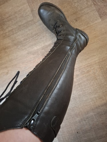 Black leather knee high boots - knee,