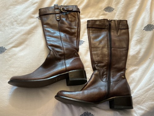 Ladys knee lenth brown - brown, leather