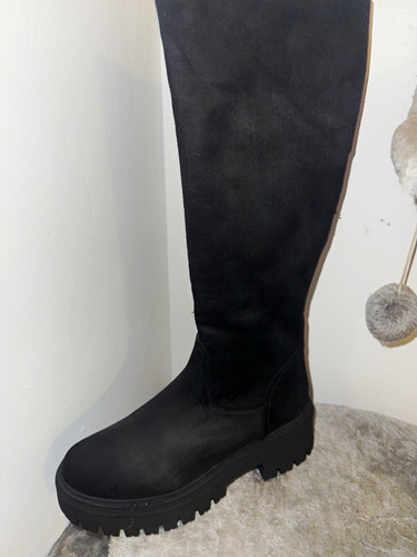Women black suede knee - suede,